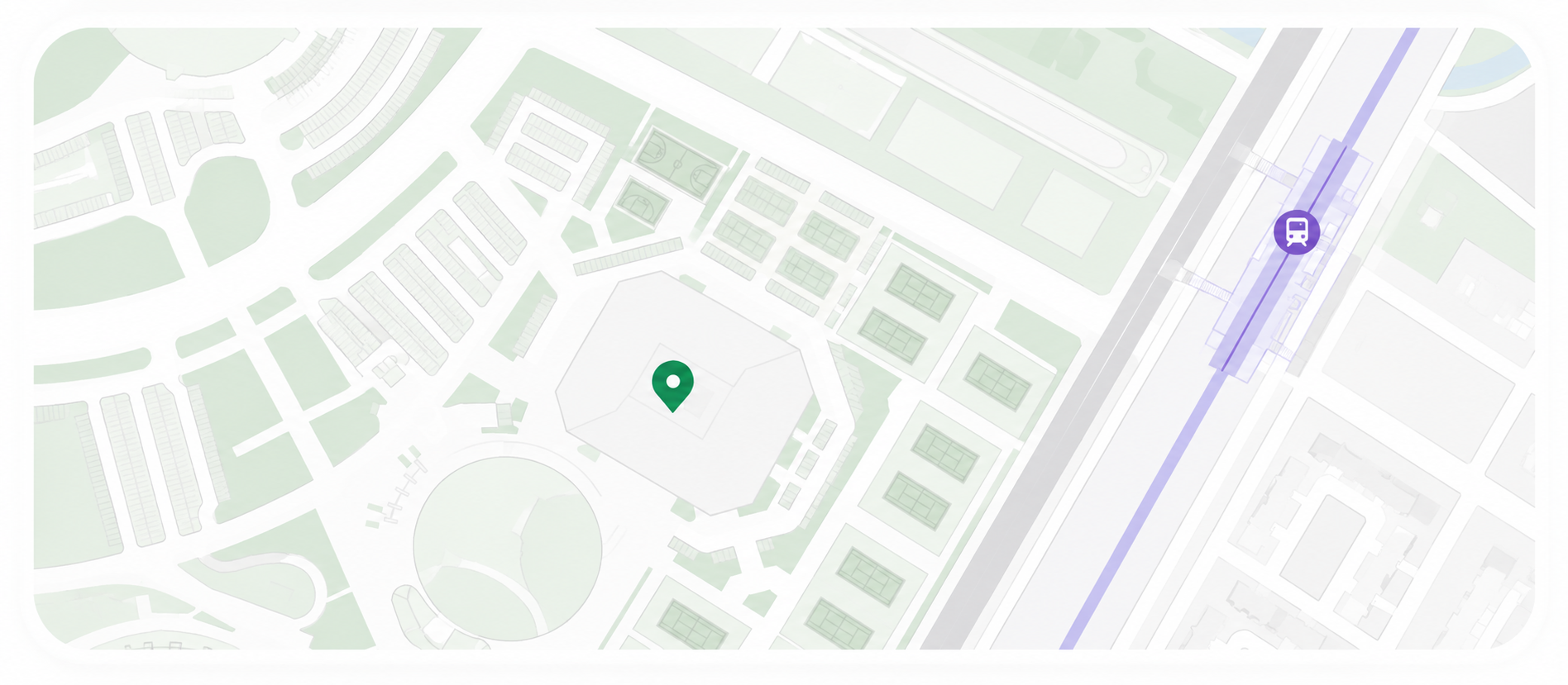 Map of Olympic Park Tennis Center and Olympic Park Station